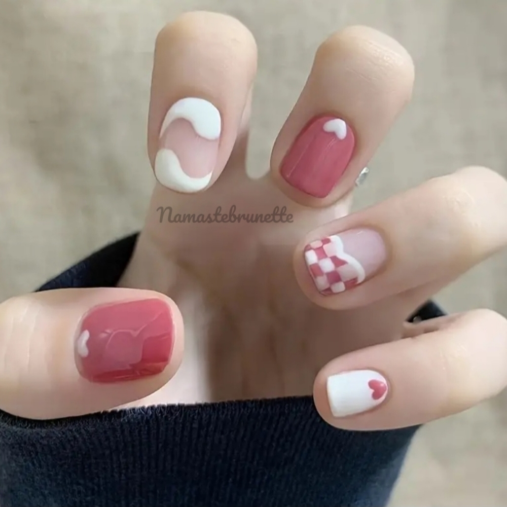 2/$16 Pink Hearts Press On Nails